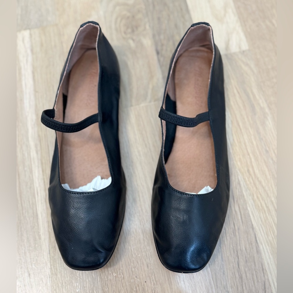 Madewell Greta Black Leather Mary Jane Flats